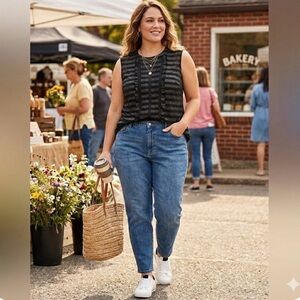 City Chic Black and Pink Top Size L